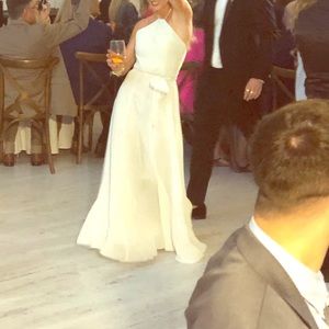 Amsale Colby flat chiffon mint bridesmaids dress